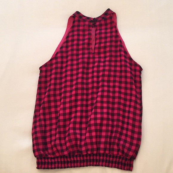 Xhiliration Blouse w/Ruffle Detail - Pink Plaid - Picture 4 of 7